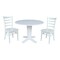 International Concepts 42 in. Solid Wood Round Drop Leaf Pedestal Table with 2 Dining Chairs in White K08-42DPT-23B-C617-2 - alternate 1